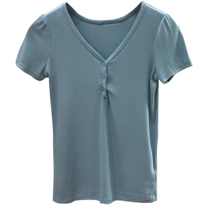 

Casual V-neck clavicle short T-shirt women's tops wild fashion casual slim short-sleeved bottoming top tshirts women t shirts