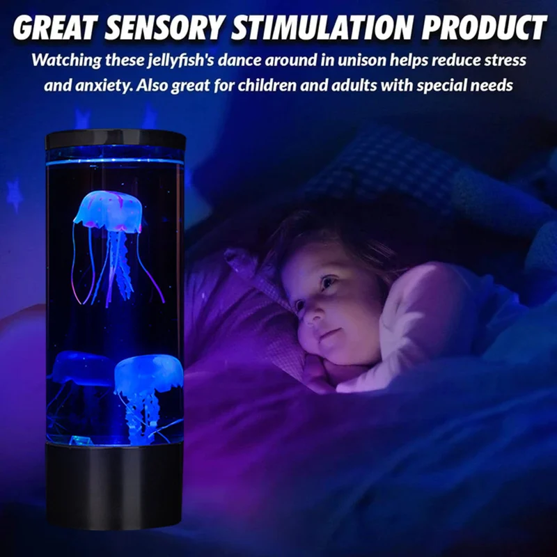 

The Calm Ocean Simulation Aquarium Cylindrical Fish Tank Light USB Plug-in LED Jellyfish Light Colorful Color Changing S