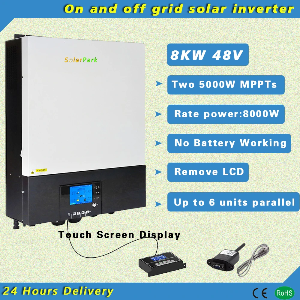 Inversor Solar híbrido de 8KW y 48V, controlador de cargador MPPT de 5000W con función paralela, Wifi, LCD
