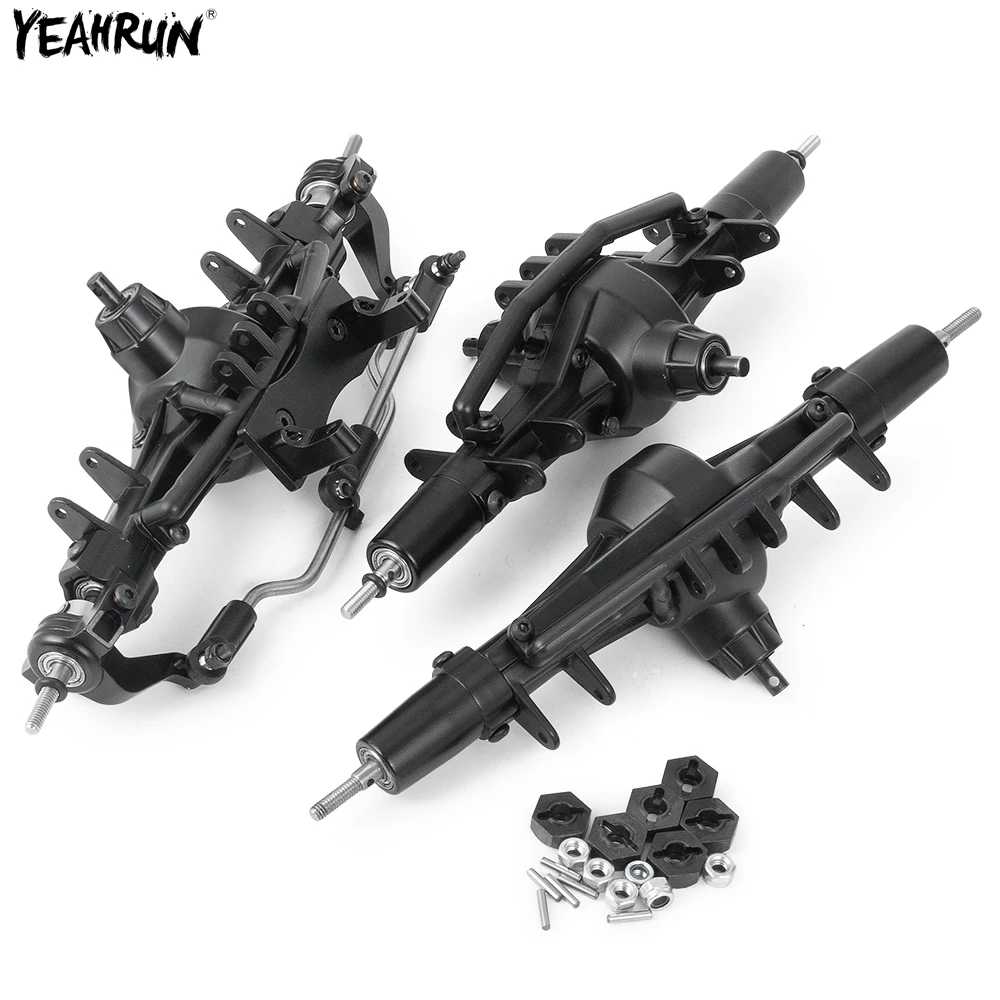 YEAHRUN Metal Front Middle Rear Complete Axle For 1/10 Axial SCX10 90021 90027 90028 6X6 Axle RC Crawler Car Upgrade Parts
