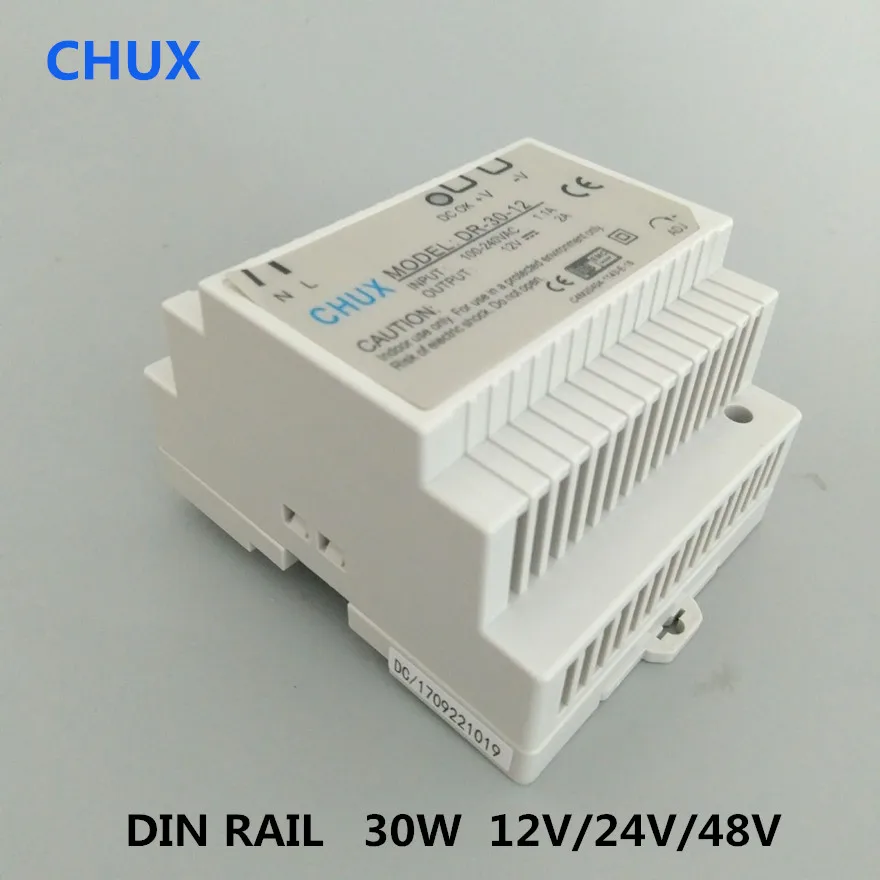 

CHUX 5v 12v 24v 30w Switching Power Supply Din Rail Type DR30W Single Output AC to DC For Industry LED Strip Power Supplies