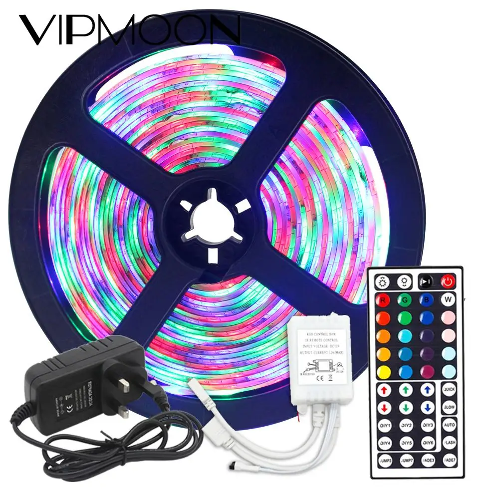 

NEW LED Strip Light RGB SMD 2835 Flexible Ribbon fita RGB LED light IP65 5M 10M Tape Diode DC12V IR Control Adapter Full set
