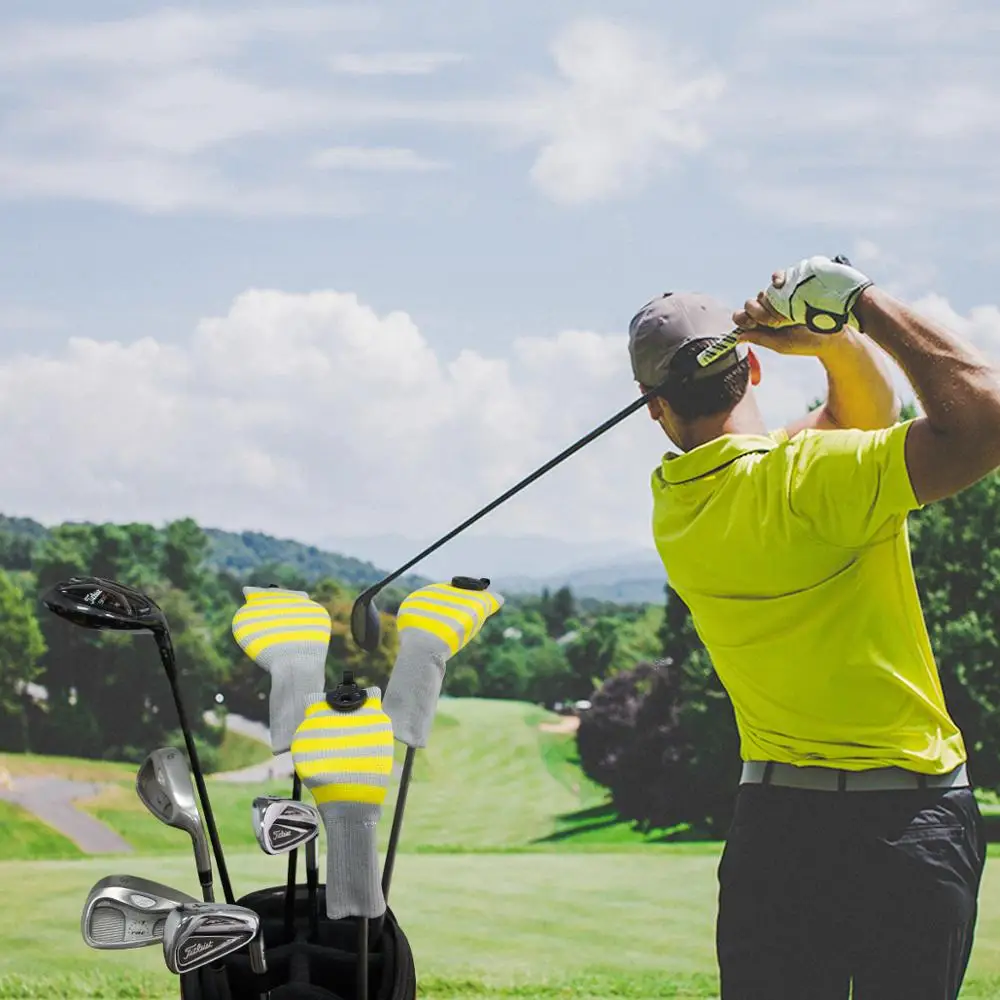 4 шт. гибридные головные уборы для гольфа в желтую полоску|Головка клюшки| |