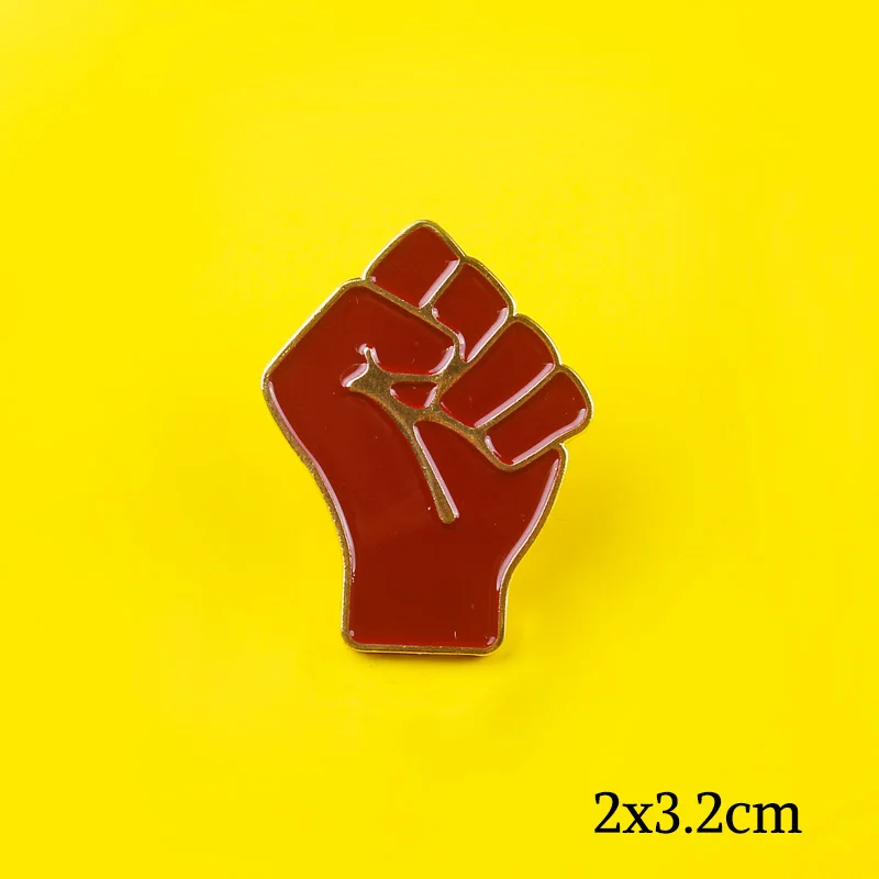 Металлические значки с приподнятым кулаком на одежду красная черная брошь сумку