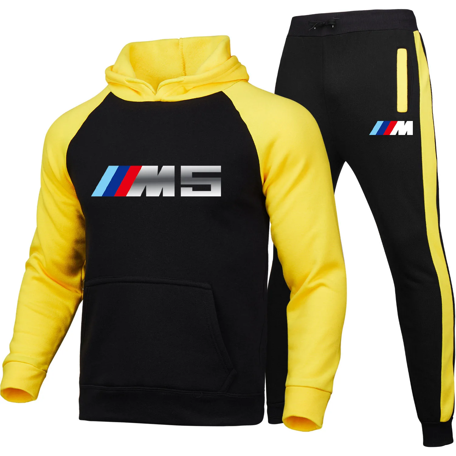 

2021 new 2 piece sportswear BMW print men's hooded sweatshirt + pants pullover hooded sportswear suit casual men's clothes