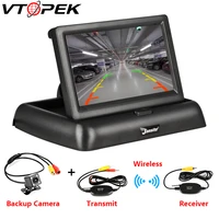 vtopek 4 3 inch lcd foldable car monitor tft display reverse rear view wireless camera parking system with screen reversing