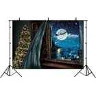 Фон для фотосъемки с изображением подоконника цветов туманные синие Звездная ночь Снежинка фоновая фотография Рождество фон для фото студии
