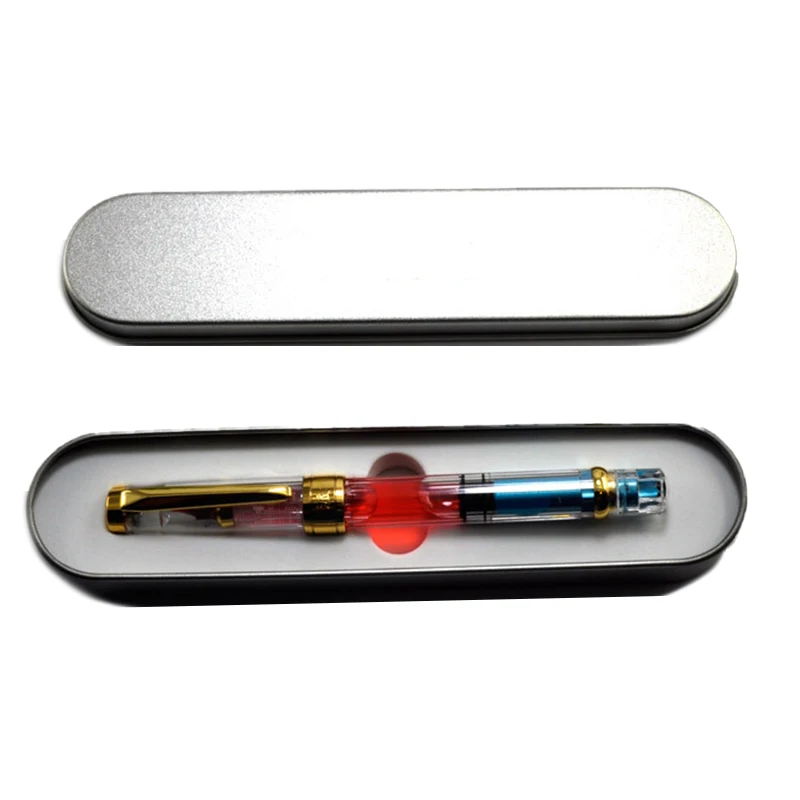 New Colorful Wing Sung 3008 Piston Transparent Wingsung Fountain Pen Golden EF/F Nib &amp Trim Ink Office School Gift |