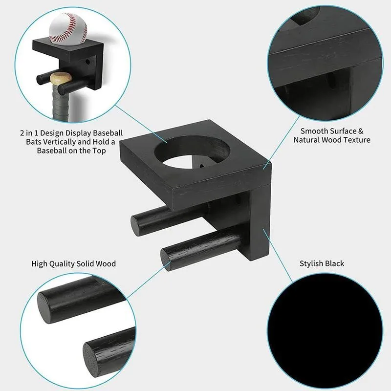 Деревянный настенный держатель для бейсбольной биты портативный Софтбола