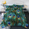 BlessLiving Peacock Feather Cool Blanket Bird Bedspread Aqua Blue Turquoise Air-conditioning Duvet Fantasy Sparkly Summer Quilt 1