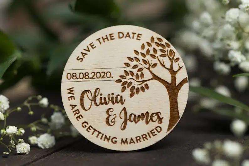 Уникальное свадебное уведомление сохранить дату на магните с деревом уличное