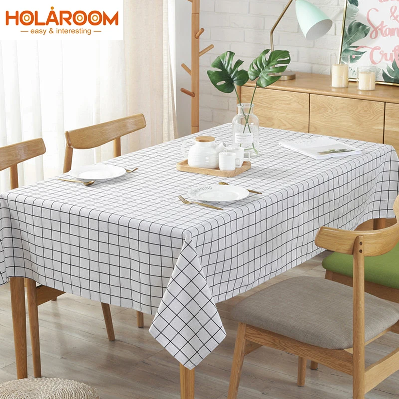 Украшения для столовой скатерть кухни с принтом клетчатая хлопковая Льняная