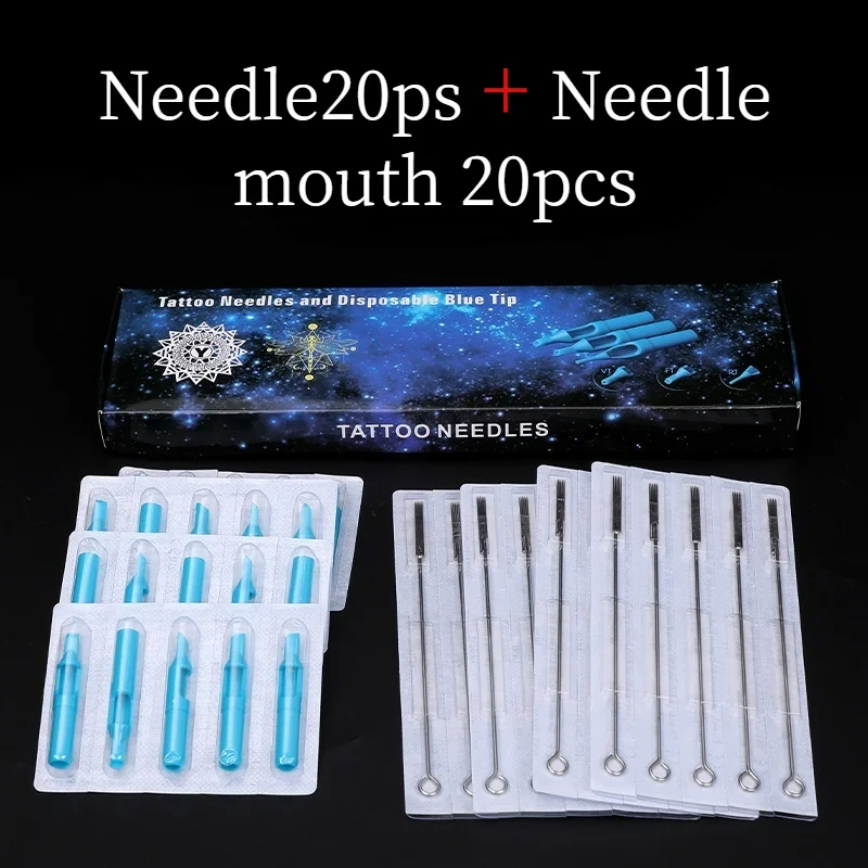 

40PCS/Set RM+FT Tattoo Needles Tips Mixed Blue Professional Tattoo Needle Disposable Plastic Tattoo Tips With Box Body Art Tool