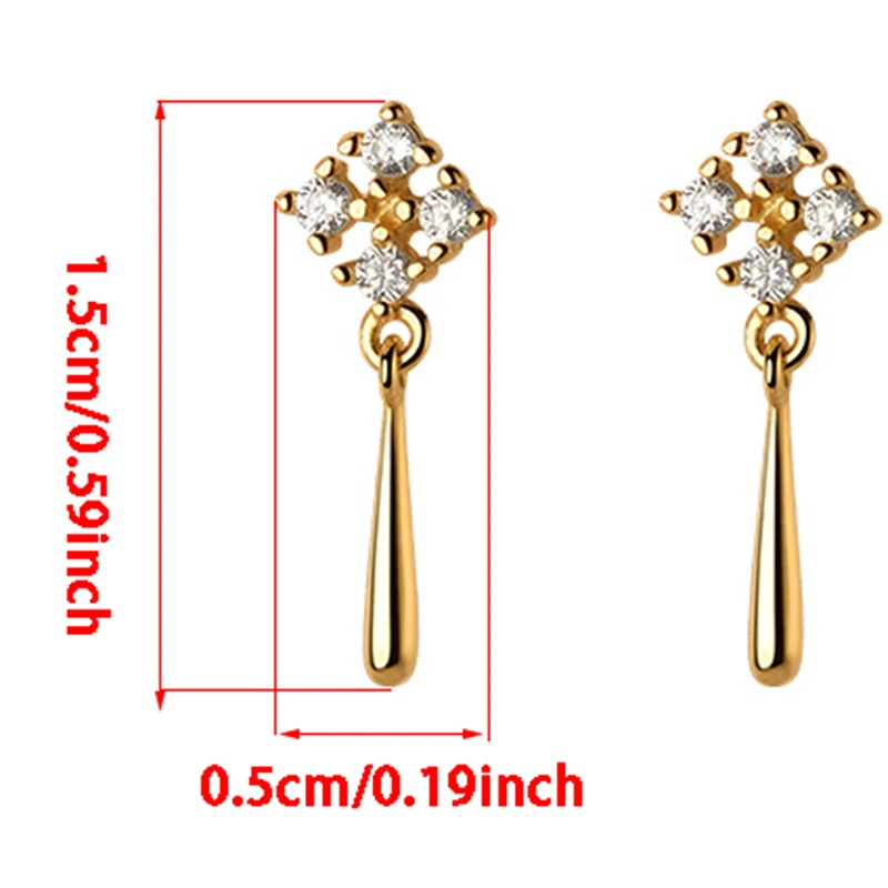 

Fashion Women Earrings 925 Sterling Silver Color European Simple Stud Earrings Women Crystal Water Drop Tassel Earrings