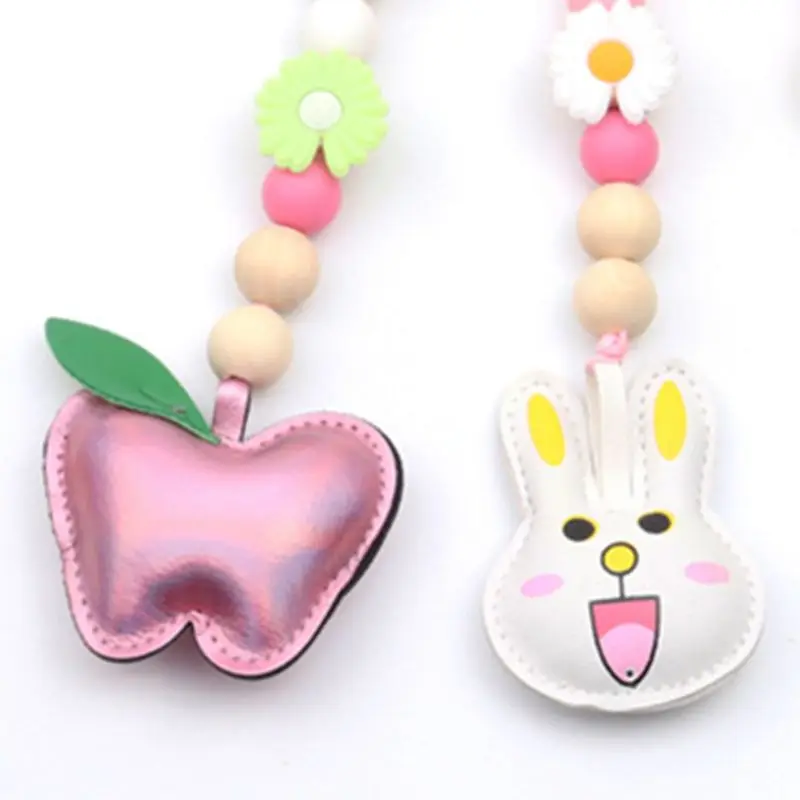 

3Pcs/Set Baby Cartoon Gym Frame Pendants Threaded Wooden Beads Silicone Flowers