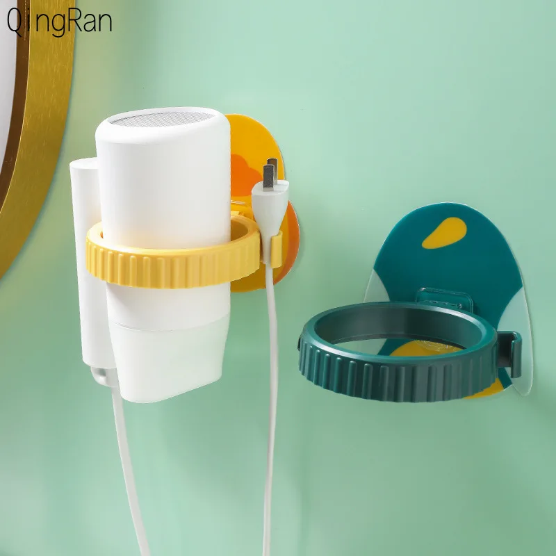 

Punch-free HIPS Hair Dryer Rack Wall-mounted Sticky Hook Hair Dryer Hanger Practical Bathroom Shelf Storage Hairdryer Holder