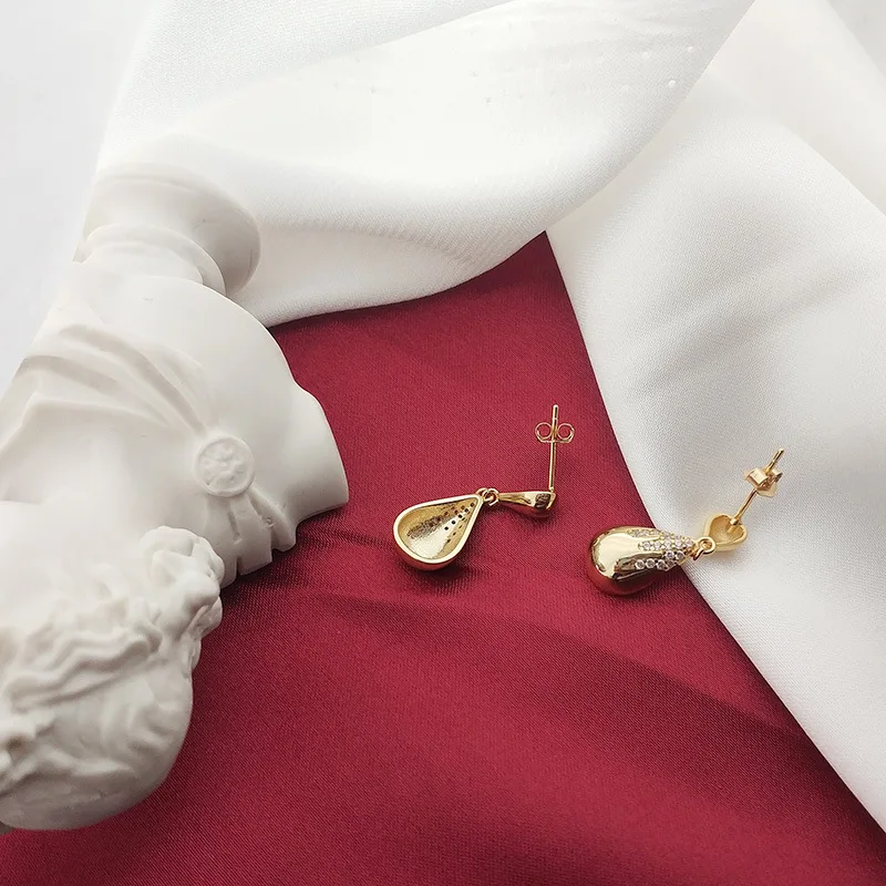 Аутентичные серьги-гвоздики с подвесками из стерлингового серебра 925 пробы с покрытием шампанское золото в форме капель/слез с кристаллами циркония длинные ювелирные украшения TLE778.