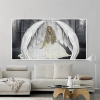 5d diy diamond painting white wings angel girl large size cross stitch kit embroidery mosaic full square round wall stickers