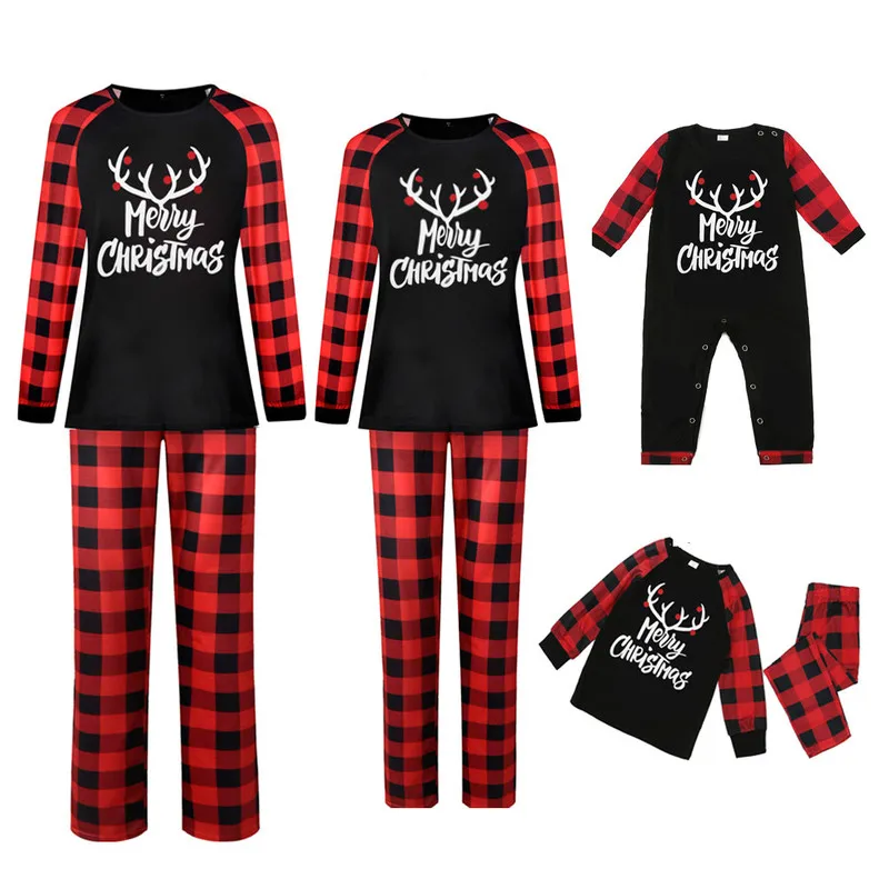 

Christmas Family Pajamas Set Deer Adult Kid Matching Clothes Top Pants Sleepwear Baby Romper Homewer Pyjamas Women Autumn 2020