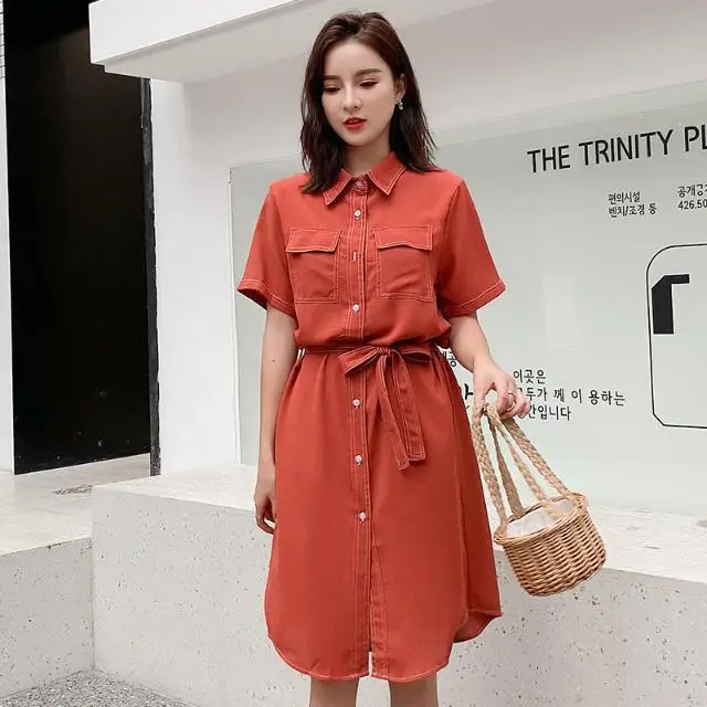 Облегающее однобортное платье-рубашка UT295 | Женская одежда