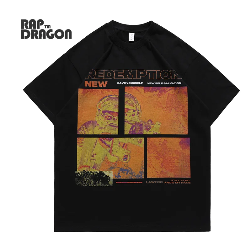 

Men Printed T-shirt Harajuku T shirt Cotton Loose Top Tee Hip Hop Tshirt Male Streetwear 2021 Summer Couple Vintage Clothing New