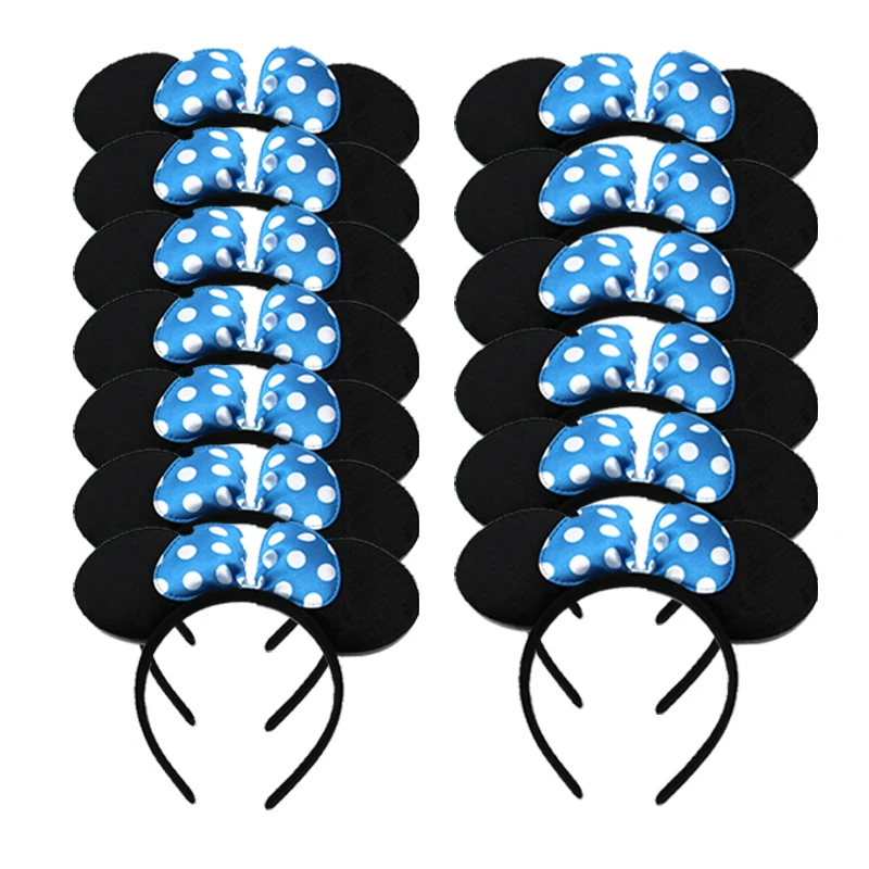 12 шт. уши Минни Маус повязки на голову белый горошек розовый бант для детей день