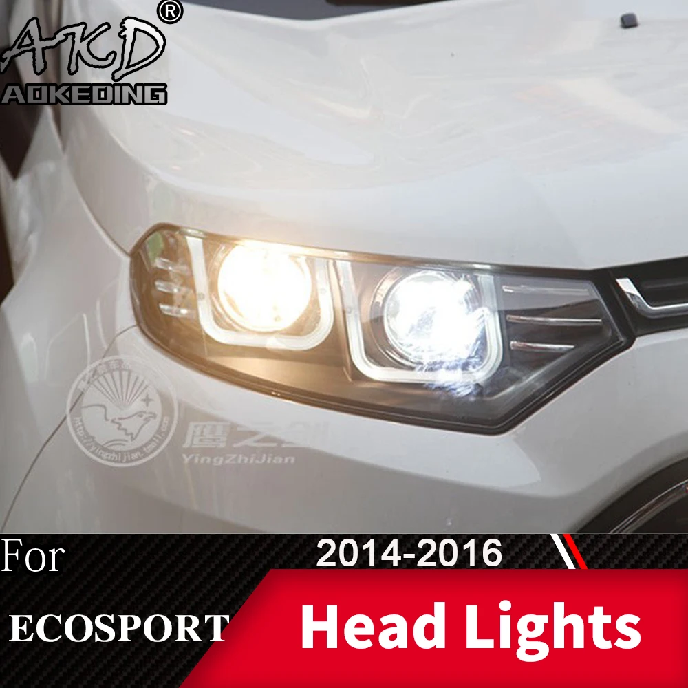 

AKD автостайлинг фары для Ford Ecosport светодиодные фары 2014-2016 светодиодный ные фары DRL Передняя лампа светодиодный проектор автомобильный