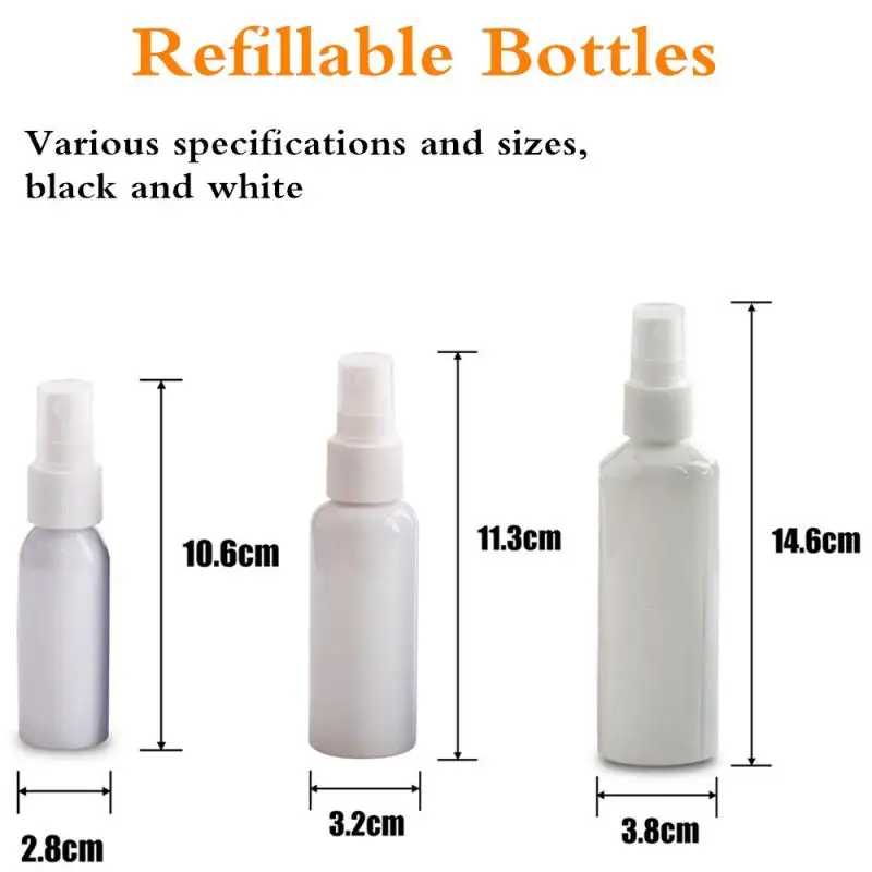 30/50/100ml Refillable Bottles Spray Bottle Mist ShoulderPlastic Fine Black White Empty Accessorie | Красота и здоровье