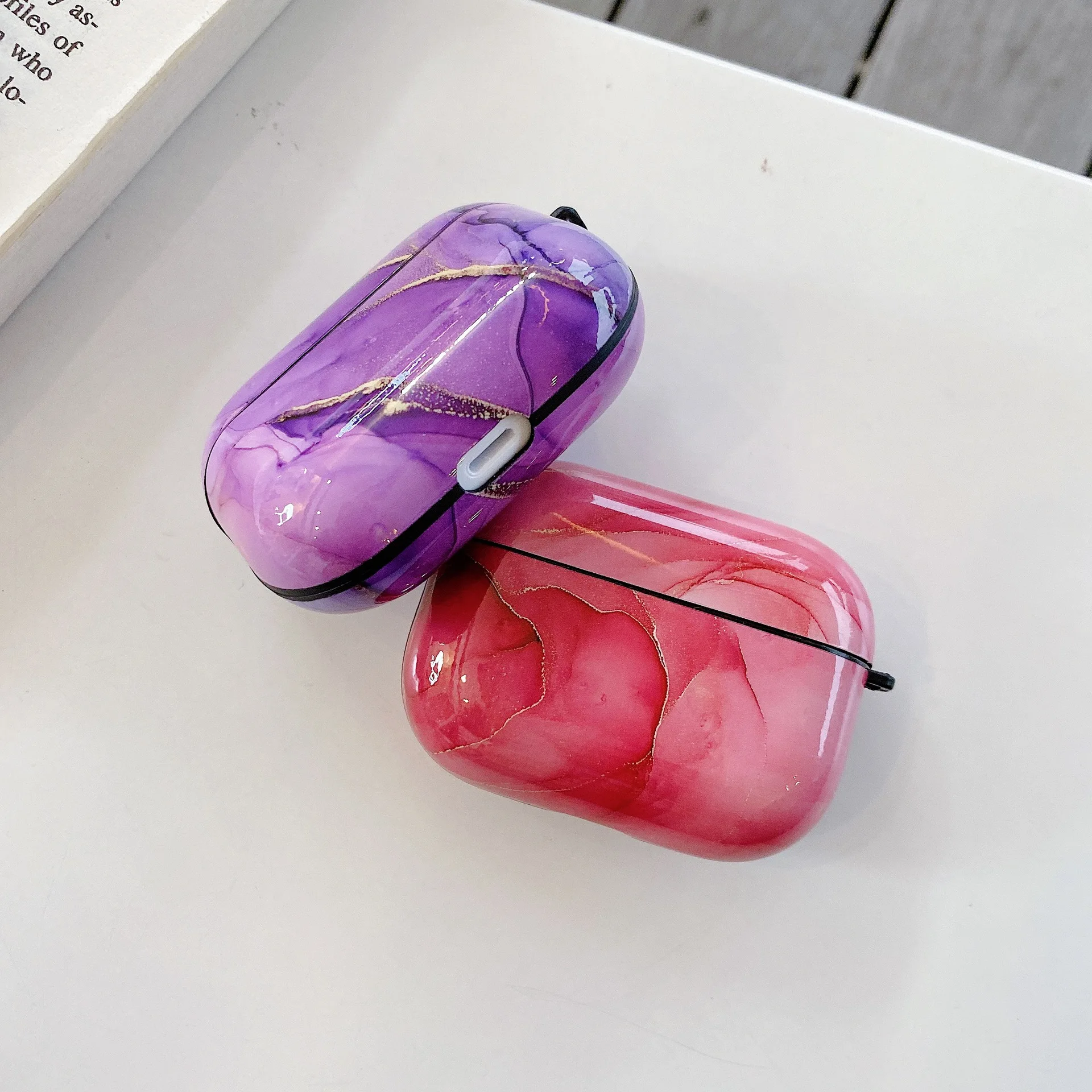 Роскошный Жесткий чехол с фиолетовым мрамором для Airpods Pro беспроводной Bluetooth airpod 3