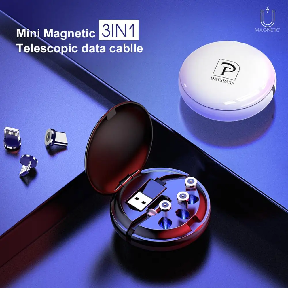 Магнитное зарядное устройство 3 в 1 с USB-кабелем типа C для iPhone 11 12 Pro Max Xiaomi Micro USB