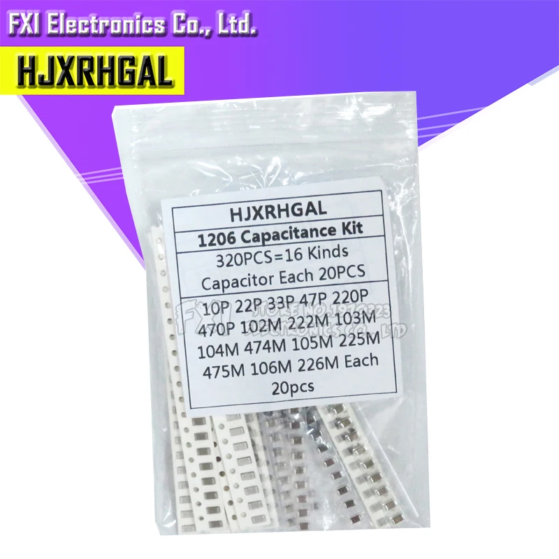

16 значений * 20 шт = 3 20 шт 1206 SMD конденсатор Ассорти Комплект 10pF-475M компонент diy Образцы комплект новый и оригинальный