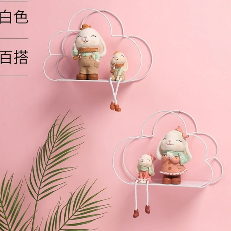 

Creative and Practical Wrought Iron Cloud-shaped Racks Bedroom Wall Storage Basket Living Room Decoration Storage Finishing Rack