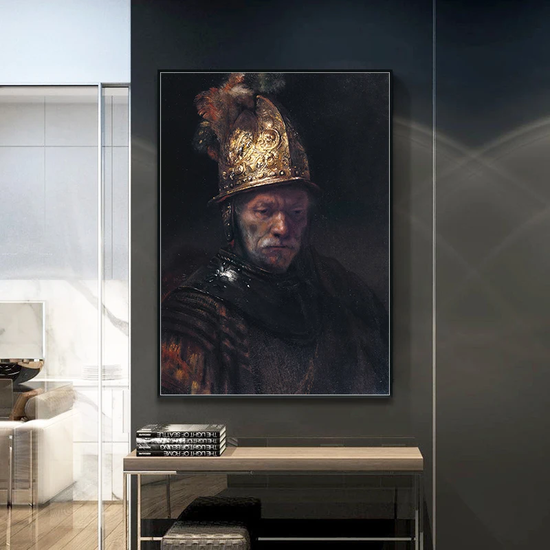 Rembrandt Harmenszoon van Rijn The Man with the Golden Helmet холст печать картина для прихожей домашний