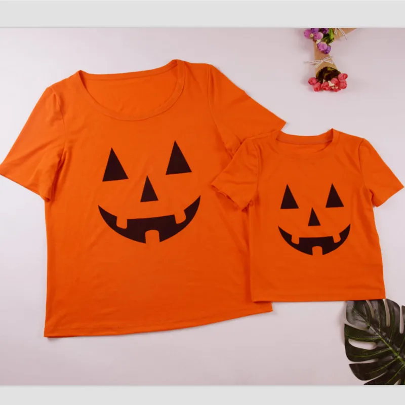 Одинаковые комплекты для семьи на Хэллоуин футболка Топы с короткими рукавами