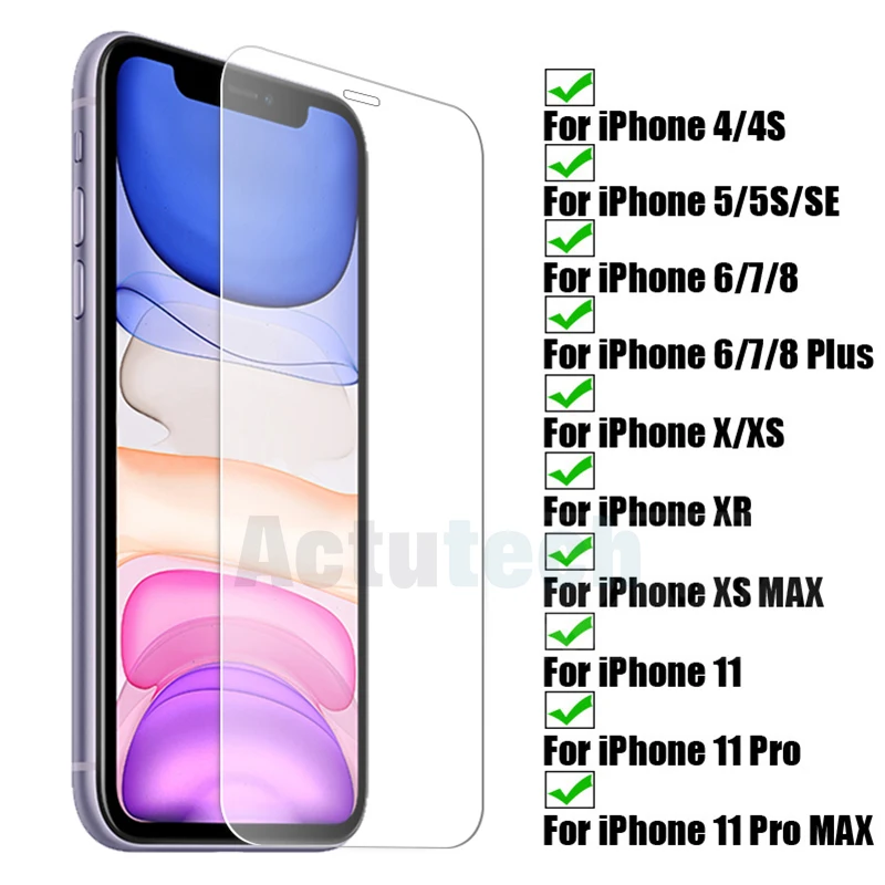 Защитное стекло для iphone X XS 11 Pro Max 7 8 Plus XR защита экрана закаленное pro max 5 6 S plus