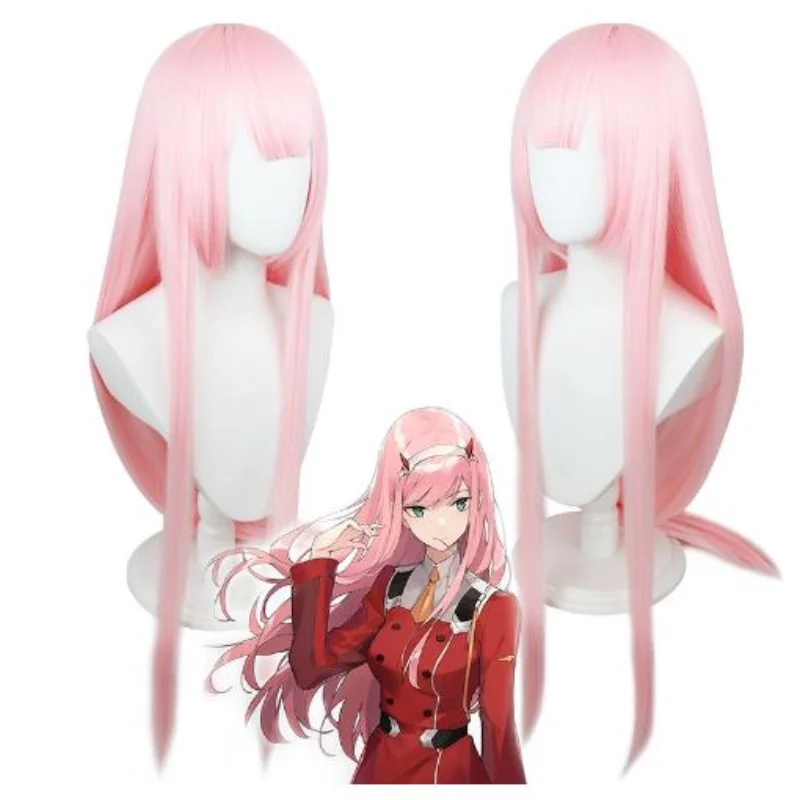 

Anime In The FRANXX 02 Cosplay Wigs Zero Two Wigs 100cm Long Pink Synthetic Hair Perucas Cosplay Wig Cap+Hairclip