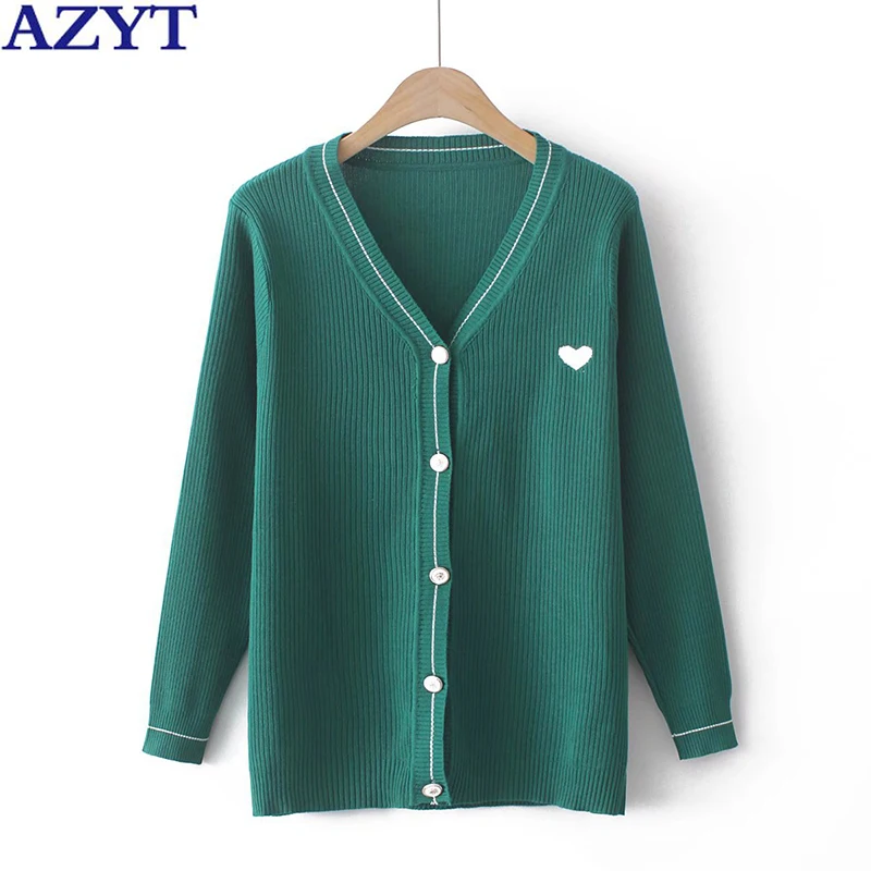 

AZYT 2022 Spring New Knit Female Cardigan Korean Loose V Neck Single-Breasted Women Sweater Coat Soft Knitwear Pull Femme Tops