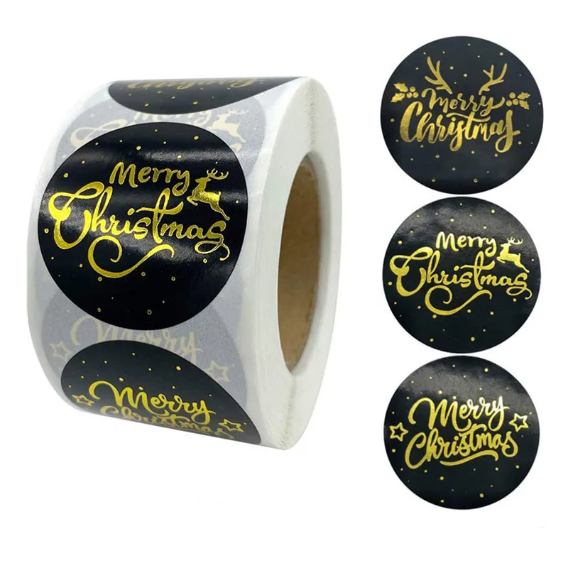 

500Pcs Merry Christmas Decor Candy Bag Sealing Sticker Gifts Box Labels Christmas 2021 New Year 2022 Wedding Decoration Navidad
