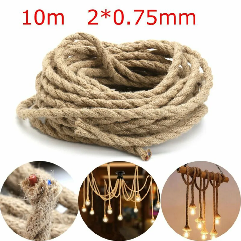 Винтажный Трос Электрический провод Ретро Конопляный Плетеный кабель 10 м для DIY