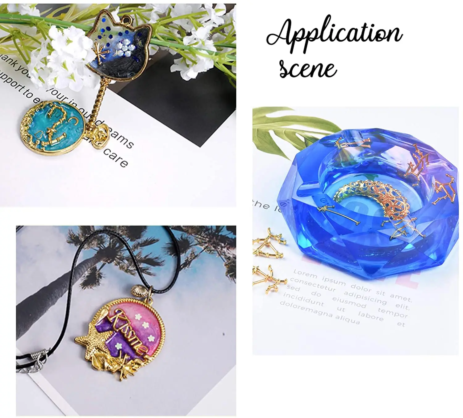 

Twelve Zodiac Sign Resin Fillers Constellation Words Star Sign Charms Alloy Epoxy Resin Supplies Filling Accessories for DIY Art