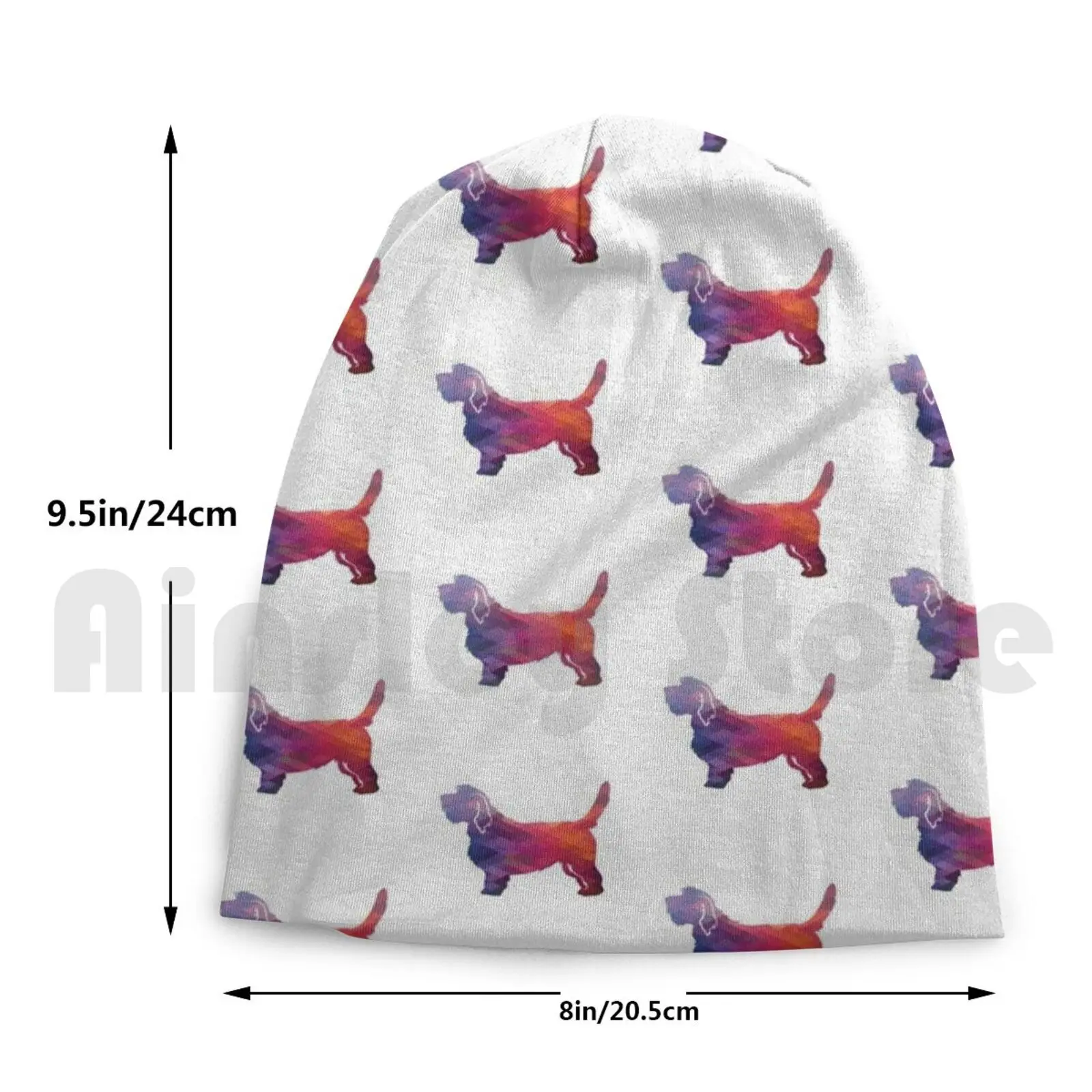 

Basset Griffon Vendeen Dog Breed Silhouette Geometric Pattern Purple Beanies Knit Hat Hip Hop Dog Breed