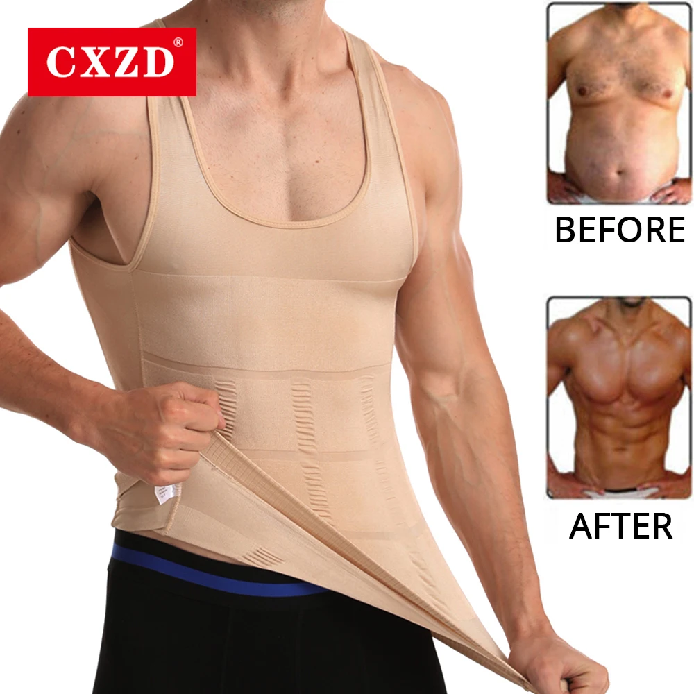 

CXZD мужской утягивающий корректор фигуры, тренировочный жилет для талии, утягивающий живот, рубашка для коррекции осанки, коррекции спины, ...