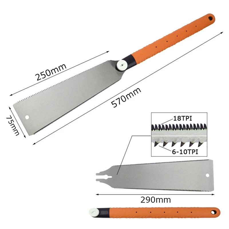 

Carbon Steel Woodworking Saw, Double-Sided Fine-Tooth TPR Handle, Manual Saw for Cutting Bamboo, Wood and Plastic