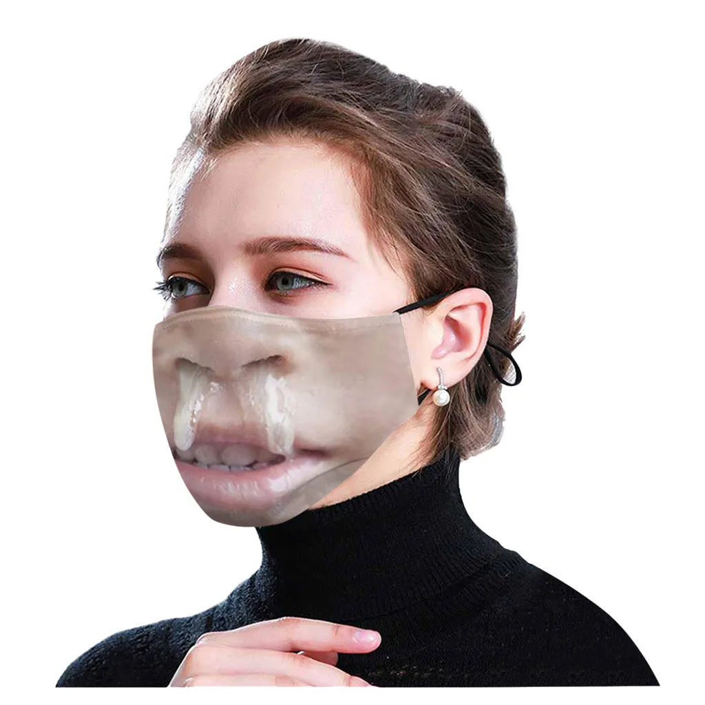 

Unisex 3D Creative Funny Printing Outdoor Mask Cotton Washable Reusable Face Mask Adjustable Earloops Party Mask With Filter
