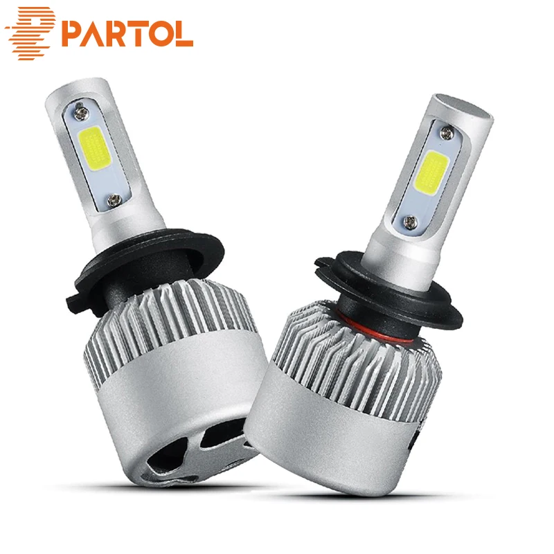Partol H1 H3 H4 H7 H11 Светодиодный автомобильный фары лампы COB чипы авто фары Hi-Lo Луч 72 Вт 8000лм 6000 К 12 В 24 В для грузовиков внедорожников 4x4