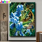 Алмазная мозаика 5d сделай сам, картина с изображением синего глаза тигра, полноразмерная круглая вышивка, домашний декор с животными, цветами