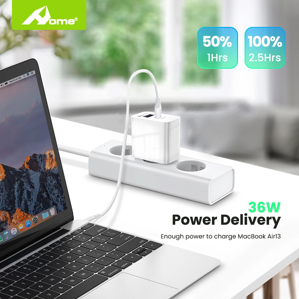 Usb зарядное устройство PD для iPhone iPad со штепсельной вилки стены USB C Блок 3 0 36W 9V 3A