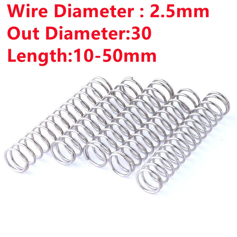 

10PCS Stainless Steel Compression Spring 304 SUS Return Spring,2.5mm Wire Dia*30mm Out Diameter*10 15 20 25 30 35 40 50mm Length