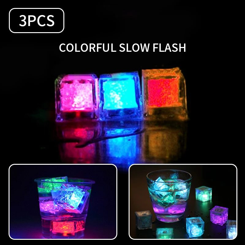 3 шт. кубики льда СИД Светящиеся вечерние шар флэш светильник светящиеся неоновые