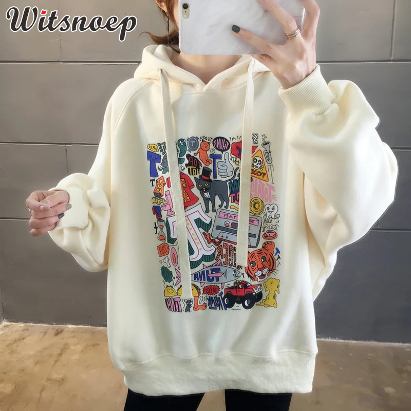 

2021 Spring Autumn Winter Oversized Fleece Hoodies Women Korean Kawaii Long Sleeve Sweatshirt With Hood Female Polerones Woman